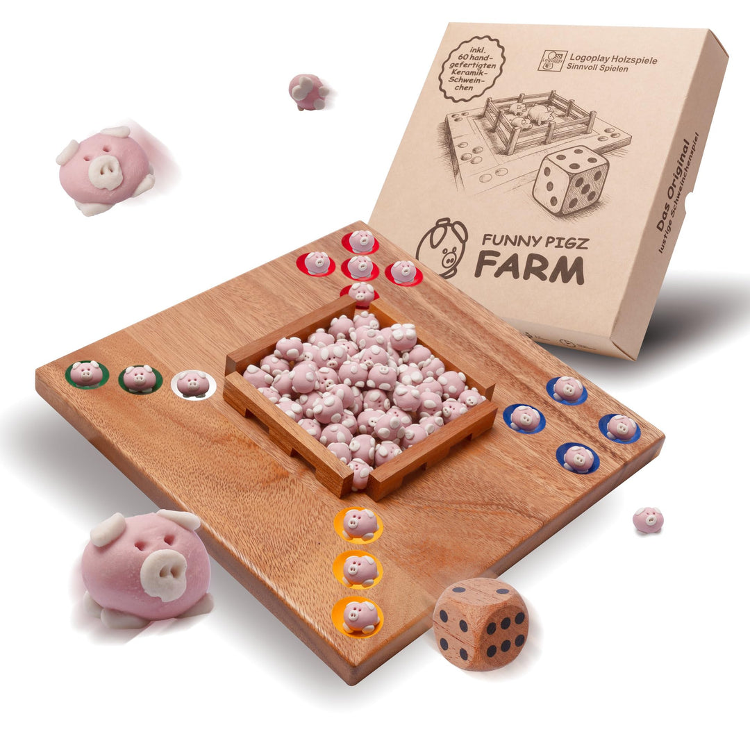 LOGOPLAY Funny Pigz Farm Schweinestall statt Schweineloch | Das beliebte Schweinchenspiel im neuen F