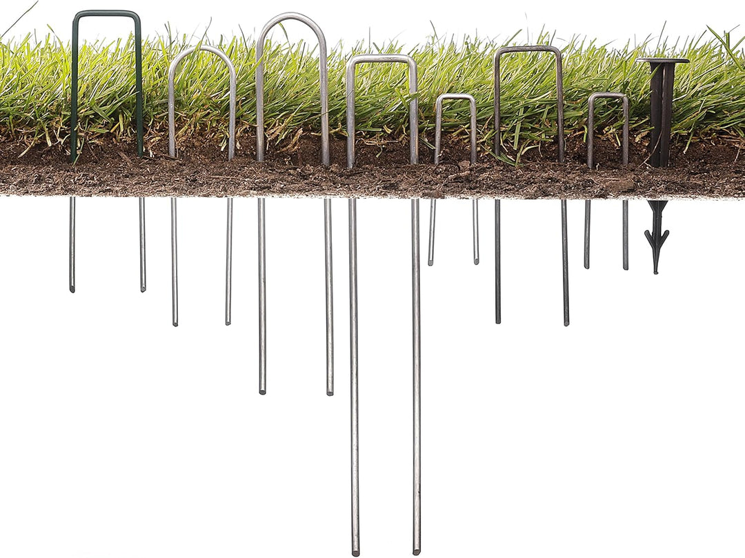 GardenMate 50 Erdanker VERZINKT aus Stahldraht 200mm lang, 25mm breit, Ø 3,8mm, Flacher Kopf - Für H