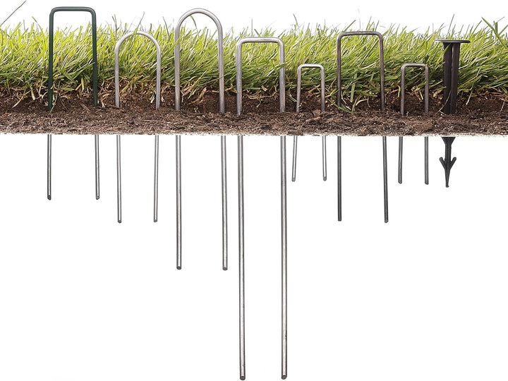 GardenMate 50 Erdanker VERZINKT aus Stahldraht 200mm lang, 25mm breit, Ø 3,8mm, Flacher Kopf - Für H