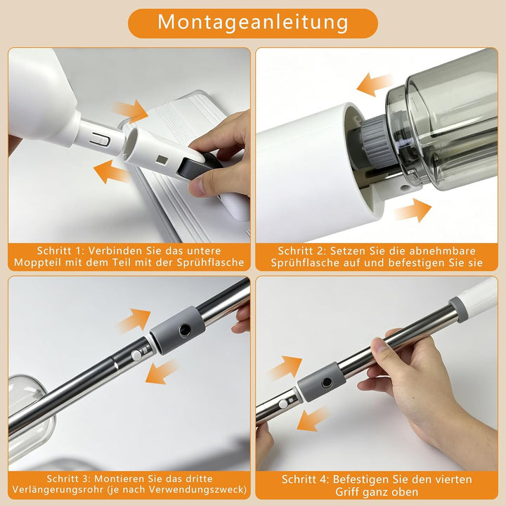 Wischmopp mit Sprühfunktion, 360° drehbarer Bodenwischer Set | Leichter Mop mit feinem Sprühnebel Wa