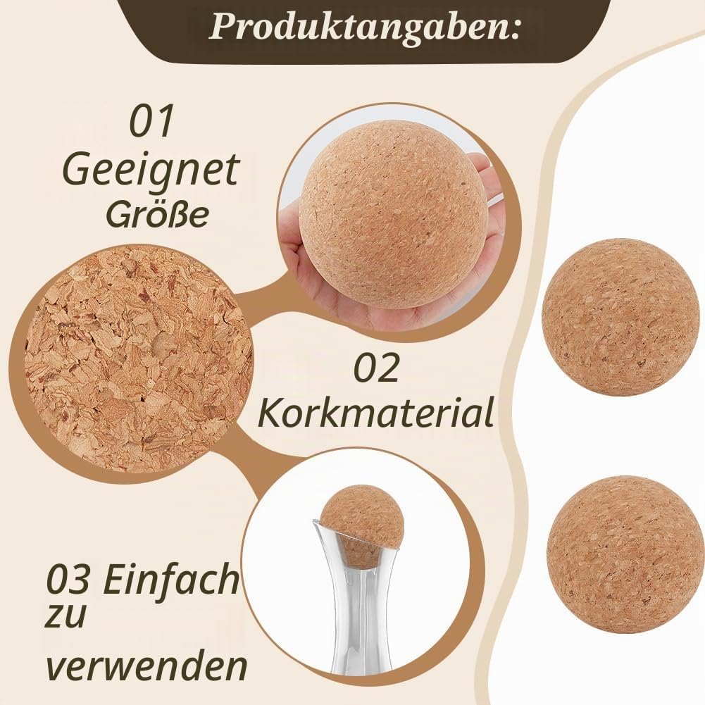 OLYCRAFT 4 Stück 7 cm Weinkorkenkugel Holzkorkenkugel Stopper Für Weindekanter Karaffe Flasche Ersat