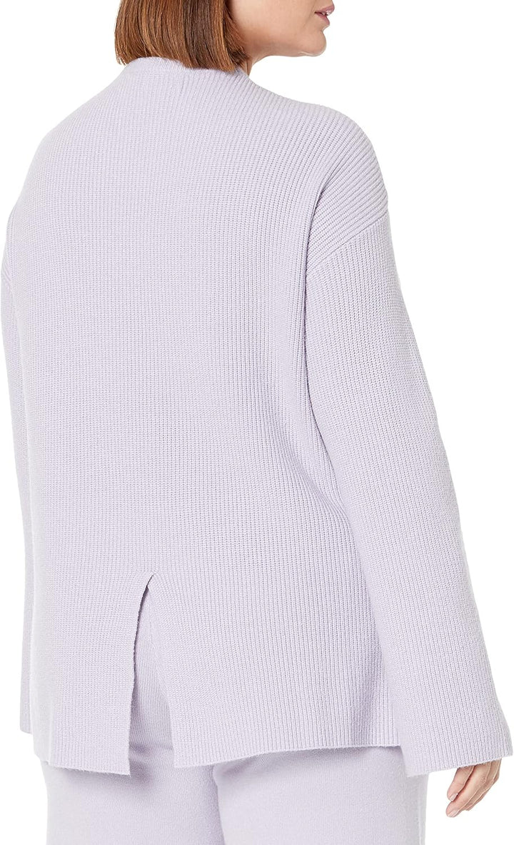 The Drop Rippstrick-Pullover Alice für Damen, Rundhalsausschnitt, geschlitzte Rückseite XXL Staubvio