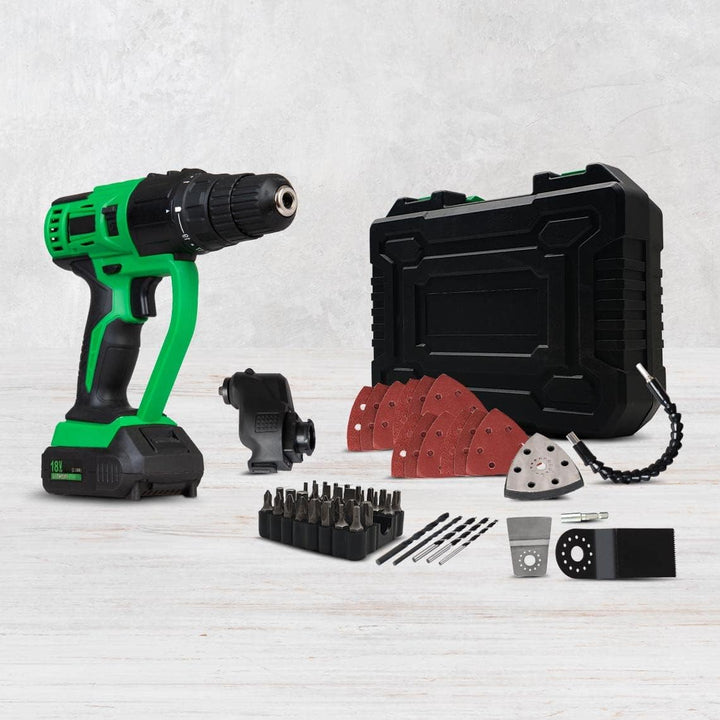 Hammersmith MultiTool - 58tlg Set - Akku Multifunktionswerkzeug - Oszillationswerkzeug - Bohren, Sch