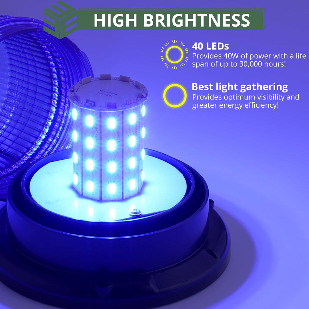EYPINS 40 LED Rundumleuchte, 40W Auto Warnleuchte, Rundumleuchte Blau, Magnet Warnlicht Blinkleuchte