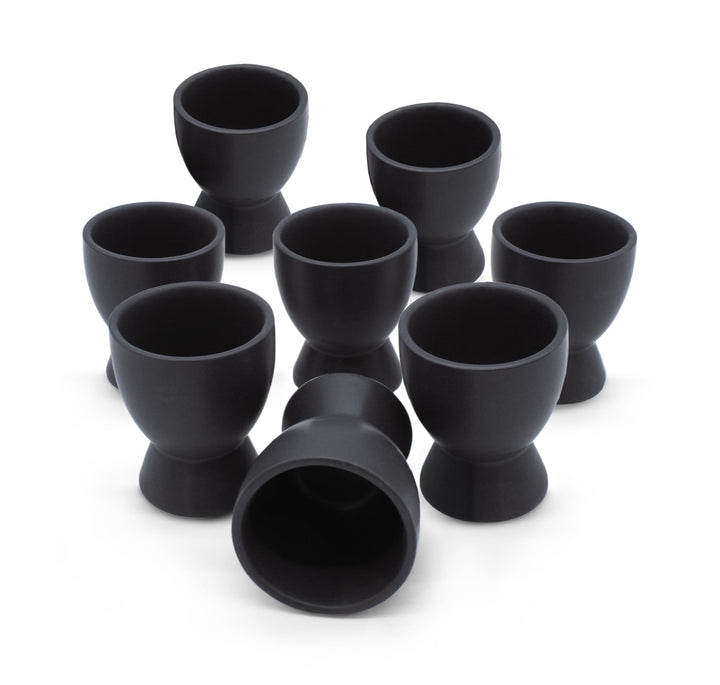 Spetebo Feinkeramik Eierbecher schwarz matt - 8er Set - Eierhalter in klassischer Form - Frühstückse