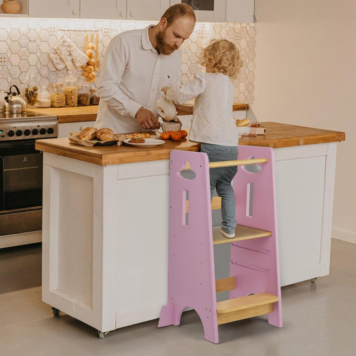 COSYLAND Montessori Lernturm ab 1 Jahr, höhenverstellbarer Learning Tower mit Kippschutz für Kinder,