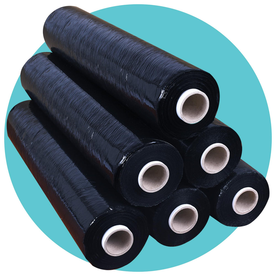 triplast 400 mm x 250 m Schrumpffolie für Paletten – Schwarz (6 Stück)