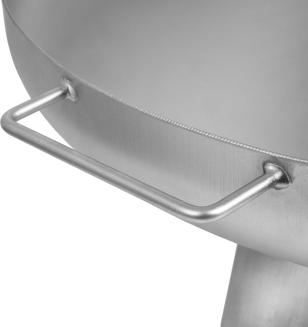 BBQ-Toro Edelstahl Feuerschale Ø 80 cm mit Deckel | Silber | Outdoor Feuerstelle mit drei Standbeine