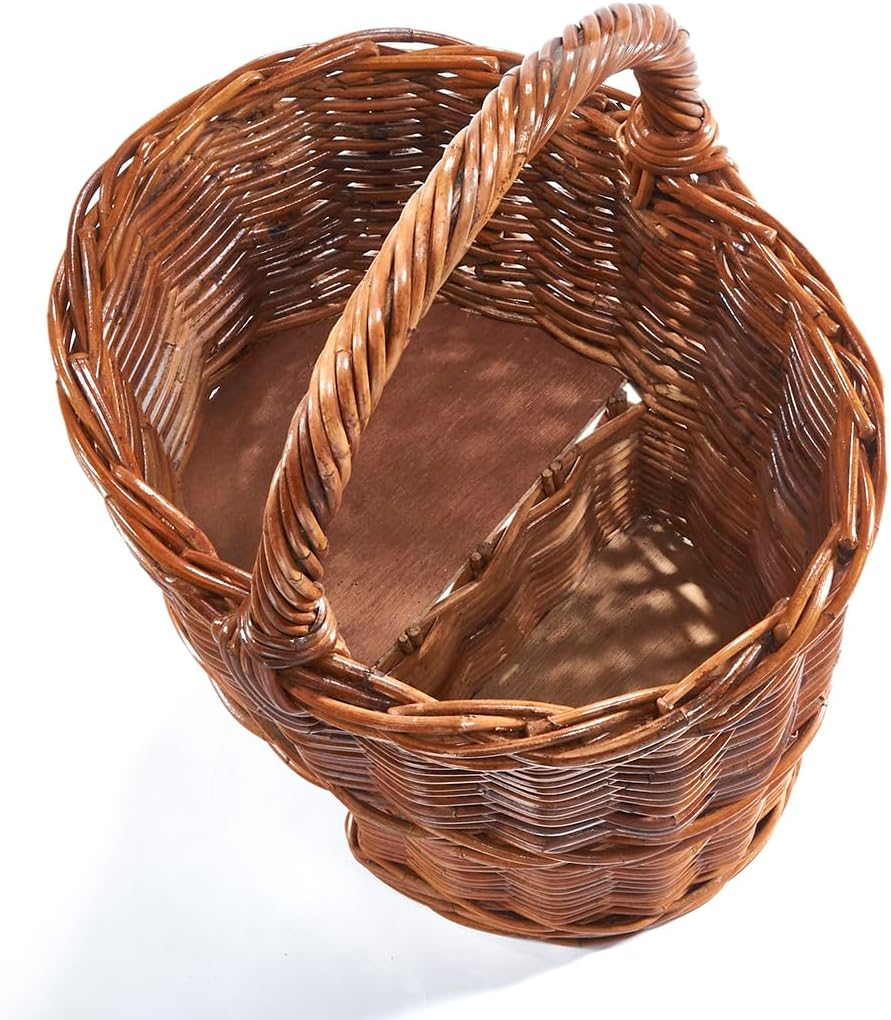 Kobolo Treppenkorb Korb Henkelkorb aus Rattan geflochten - lacak - mit Henkel Braun, Braun