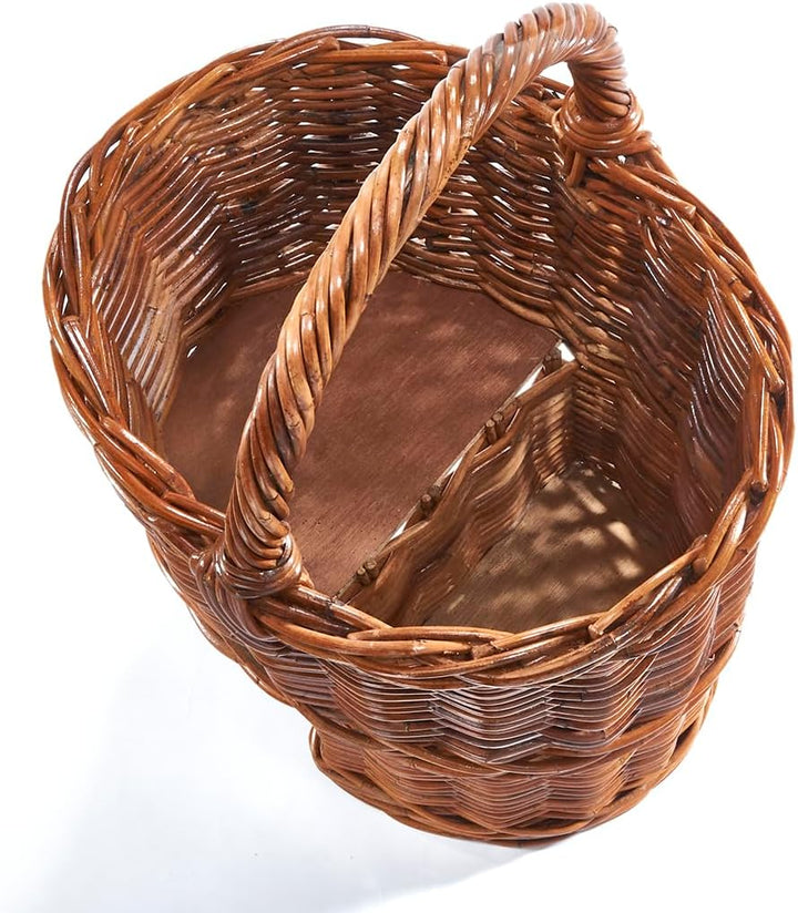 Kobolo Treppenkorb Korb Henkelkorb aus Rattan geflochten - lacak - mit Henkel Braun, Braun