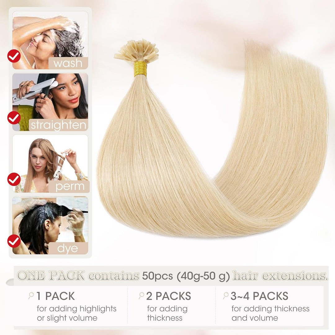 Elailite Bonding Extensions Echthaar Haarverlängerung Keratin U-Tip Haarverlängerung 100% Menschenha