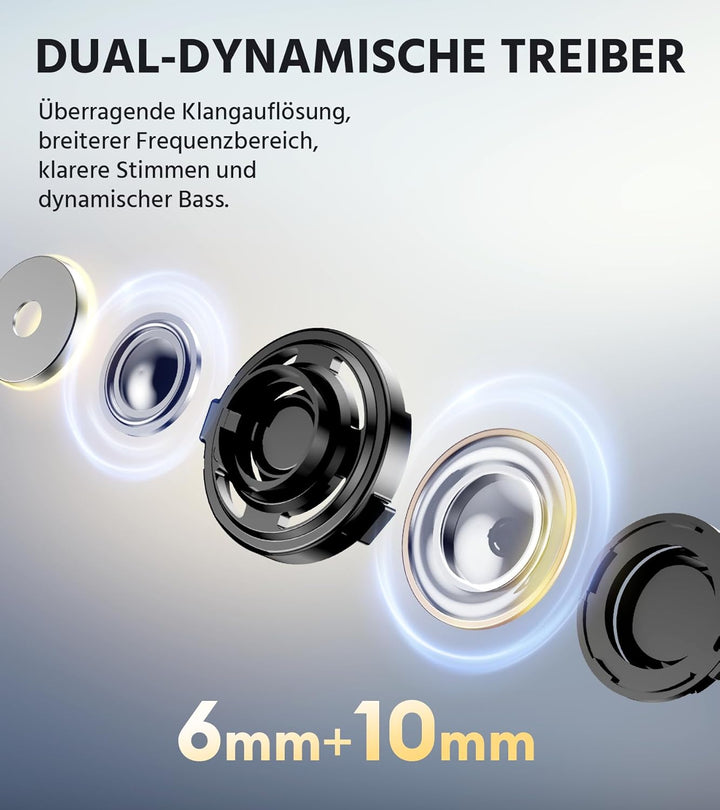 Edifier W260NC -45dB Aktive Noise Cancellation Ohrhörer, Hi-Res Audio Kabellos mit LDAC, AAC, 6 Mikr