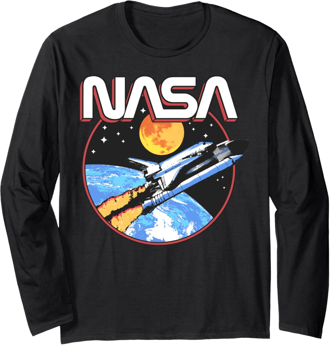 NASA Retro Lift Off Space Patch Langarmshirt