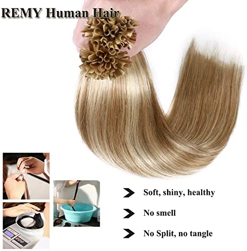 SEGO U Tip Extensions Haare Bonding Echthaar Bonded Haarverlangerung Keratin 1g/Strähne 50g Weissbra