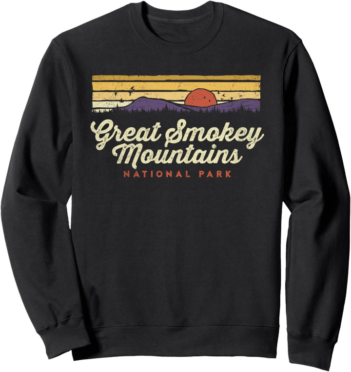 Great Smoky Mountains National Park Retro Sun & Mountains Sweatshirt