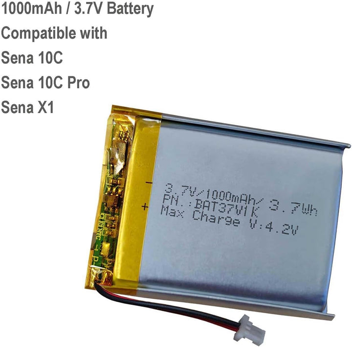AOLIKES 3,7 V 1100 mAh Ersatzakku für Sena 10C, 10C Pro Motorrad-Bluetooth-Headset, Sena X1 Smart He