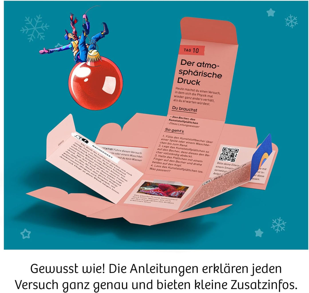KOSMOS 661090 Experimentierkasten Adventskalender 2025, Die schönsten Experimente zur Weihnachtszeit