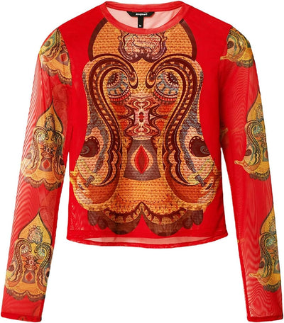 Desigual Damen Long Sleeve T-Shirt S Rot, S Rot