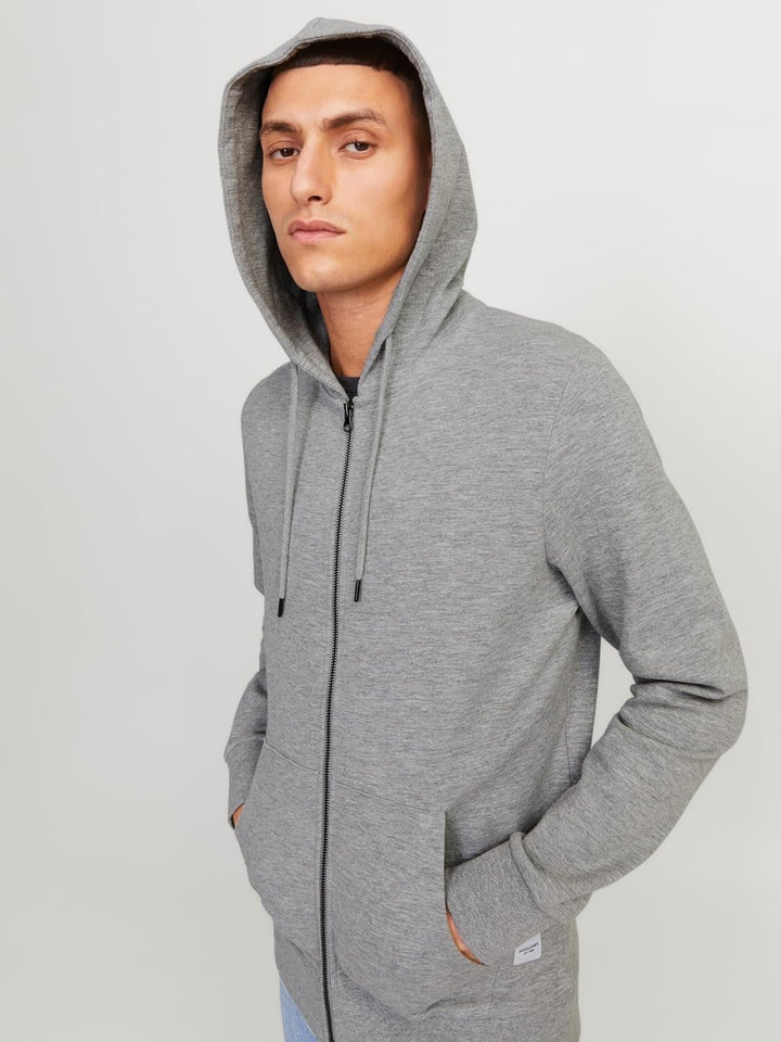 JACK & JONES Male Kapuzenjacke Einfarbig Kapuzenjacke M Light Grey Melange, M Light Grey Melange