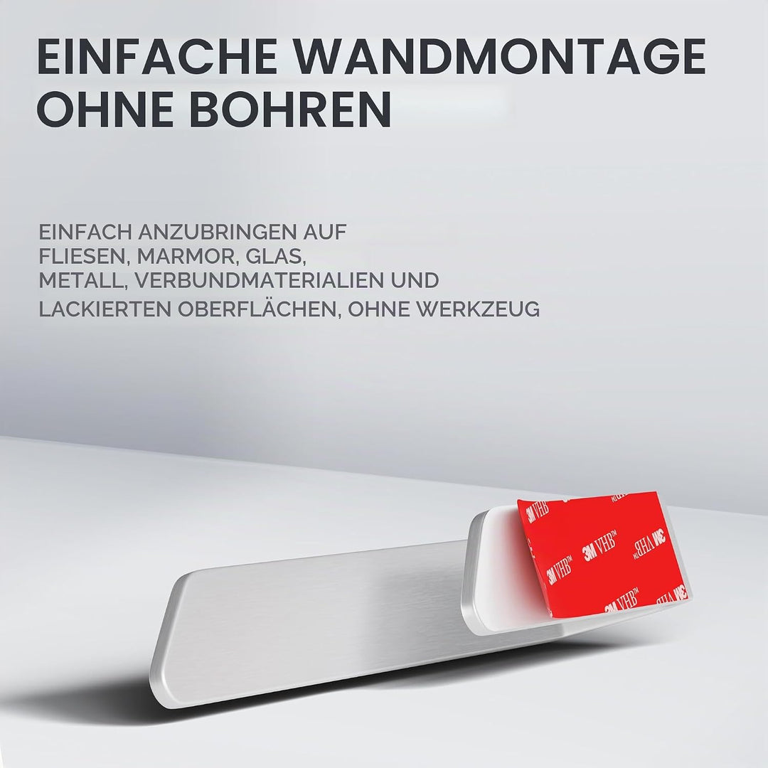 ovimar Handtuchhalter Ebelo Silber aus gebürstetem Aluminium | zum Kleben | 20cm | modernes Schlicht