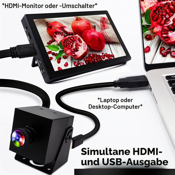 ELP HDMI 4K USB Kamera mit IMX415 Sensor Webcam,Weitwinkel 120 Grad Objektiv ohne Verzerrung USB Kam