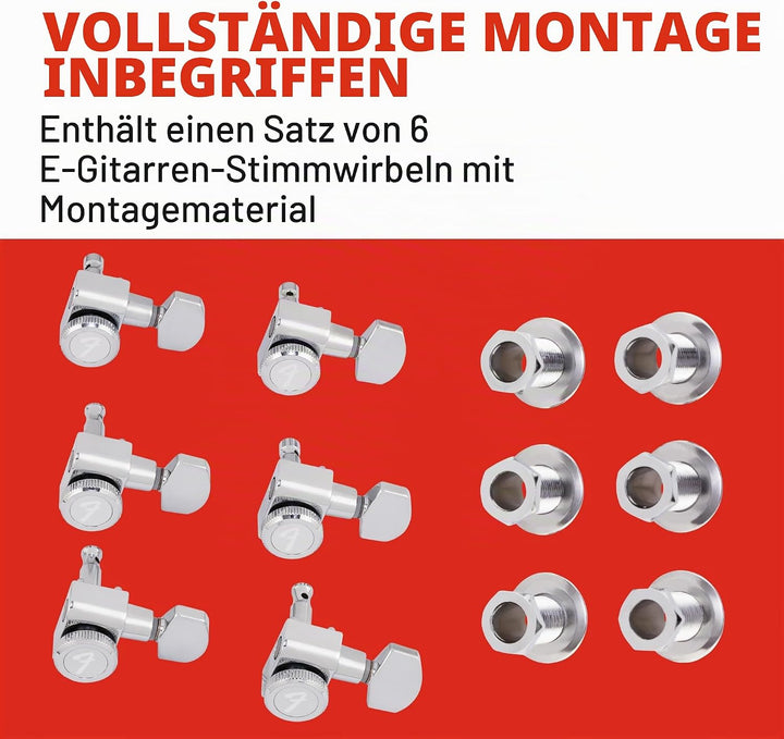 Fender Locking Stratocaster/Telecaster Mechaniken, verchromt chrome Rechte Hand Single, chrome Recht