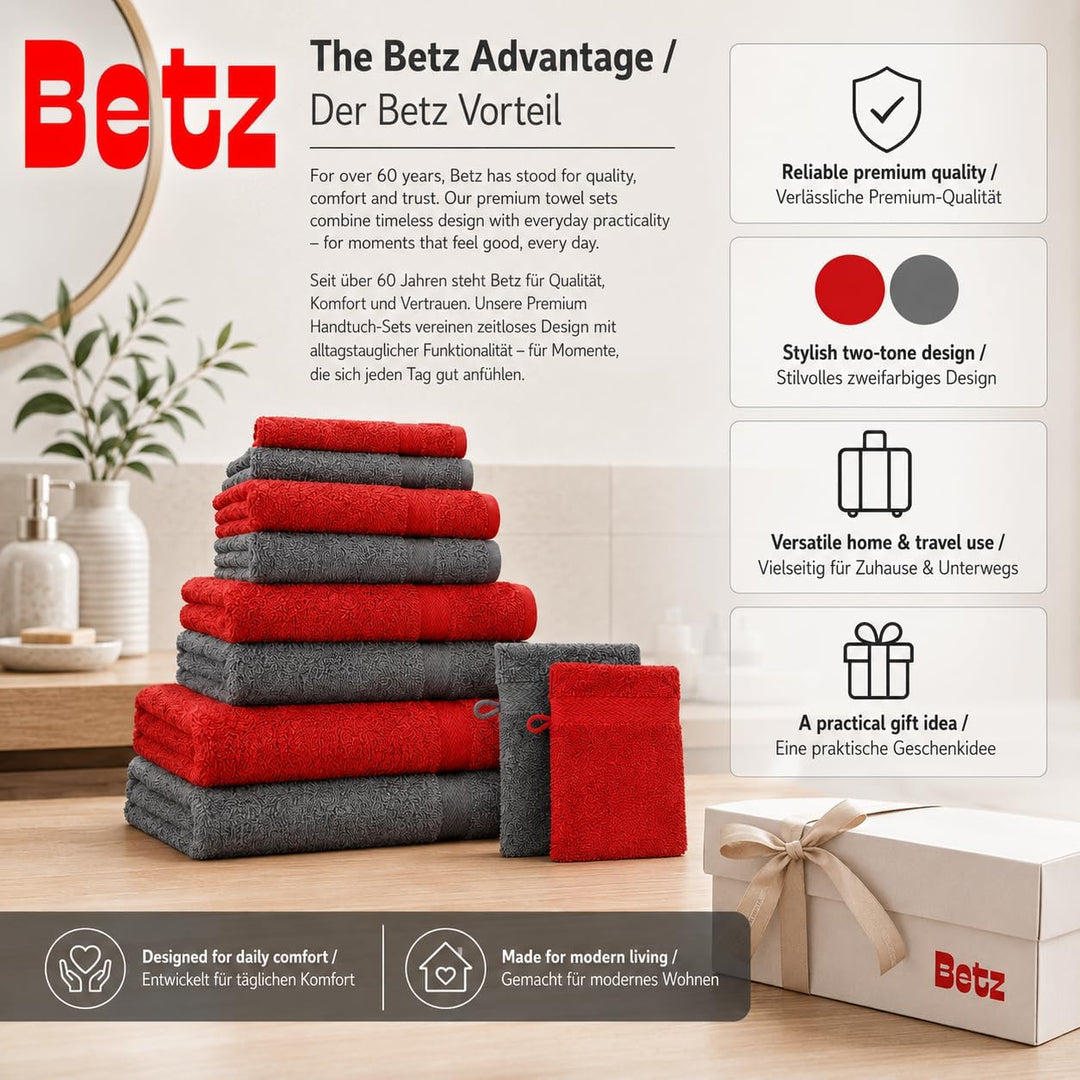 Betz Premium Frottier Handtuch-Set 10-teilig - 2X Duschtücher - 4X Handtücher - 2X Gästetücher - 2X