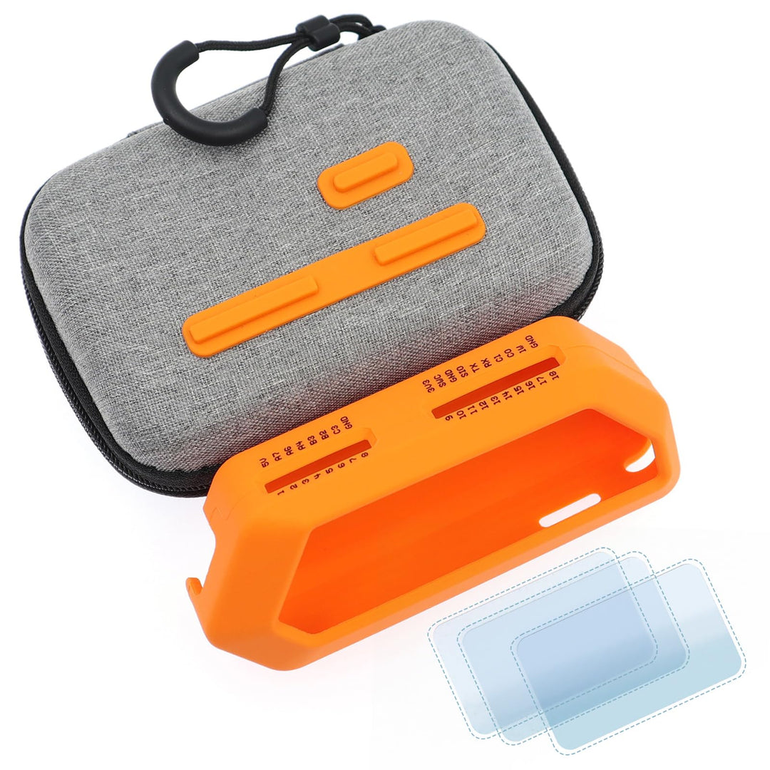 5 in 1 Protective Accessories Soft Silicone Case & Eva Carrying Case & 3 Pack of Screen Protect & SD