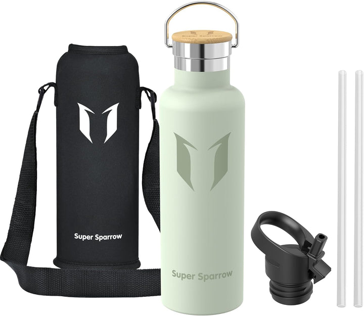 Super Sparrow Trinkflasche Edelstahl - 350ml, 500ml, 620ml, 750ml, 1L - Auslaufsicher Thermoskanne,