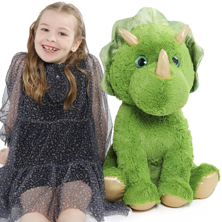 MorisMos Weich gefülltes Triceratops Plüschtier für Kinder, Riesen Dinosaurier Kuscheltier, 62cm Din
