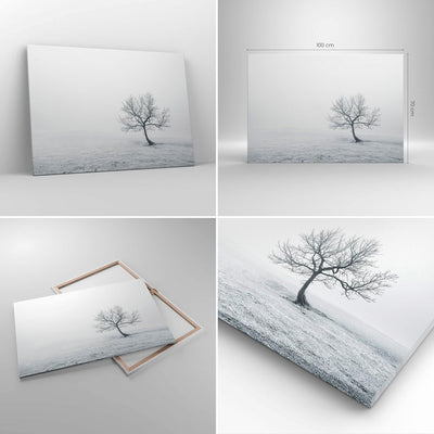 Bilder auf Leinwand 100x70cm Leinwandbild mit Rahmen Baum Feld Natur Gross Wanddeko Bild Schlafzimme