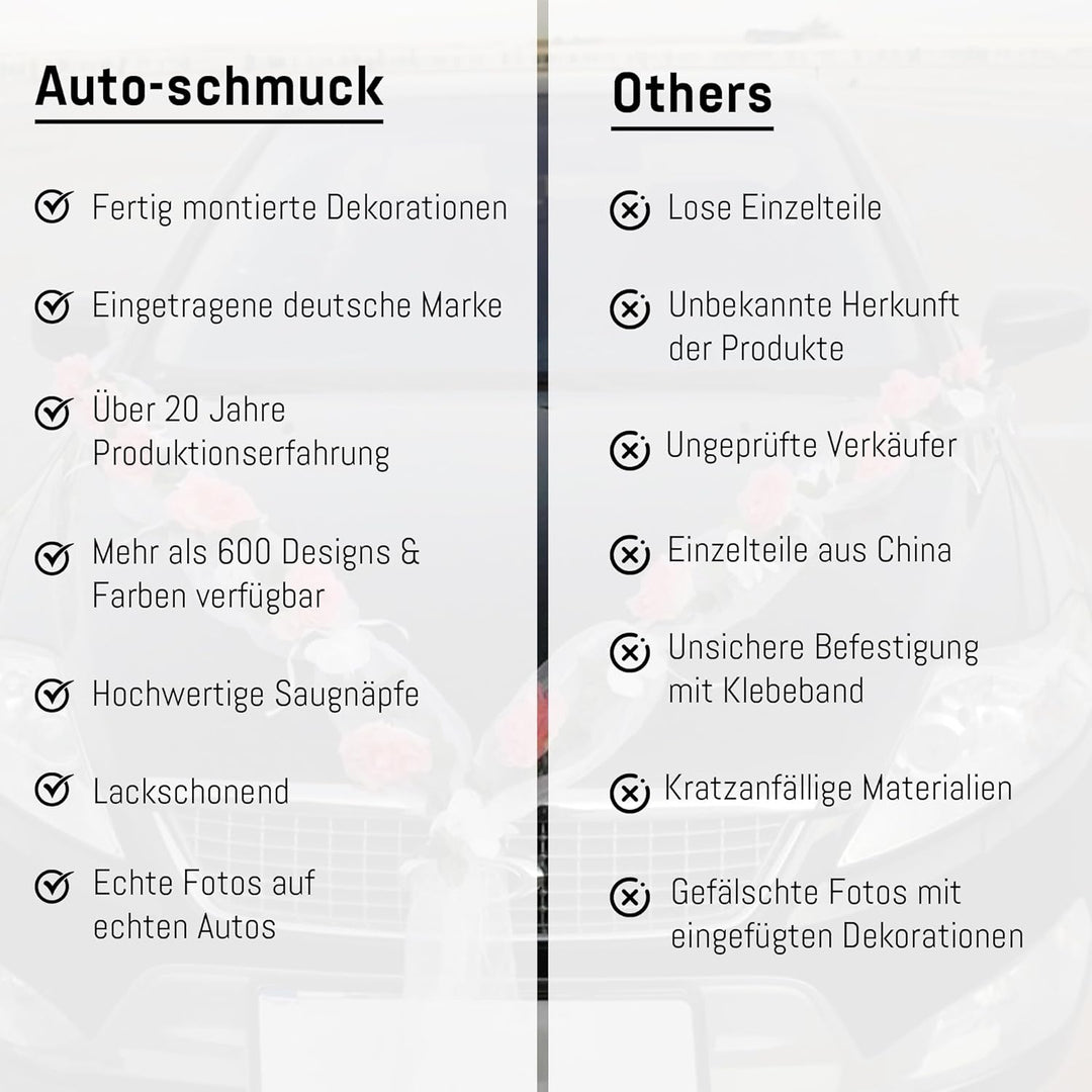 Rosen Girlande Braut Paar Rose Deko Dekoration Autoschmuck Hochzeit Car Auto Wedding ®Auto-schmuck D