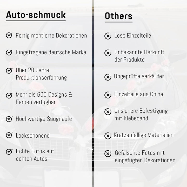 Rosen Girlande Braut Paar Rose Deko Dekoration Autoschmuck Hochzeit Car Auto Wedding ®Auto-schmuck D