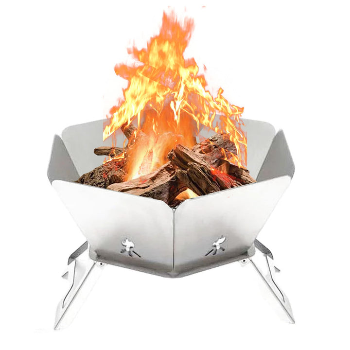Tragbare Feuerstelle für Camping, Faltbare Feuerstelle Edelstahl Outdoor, Camping Feuerschale für Pi
