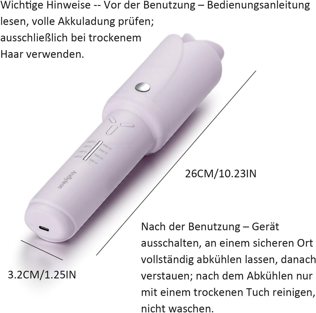 Kabellos Lockenstab Automatisch 32mm mit 5000mAh Akku - Anti-Haarklemmen System für Langes & Kurzes