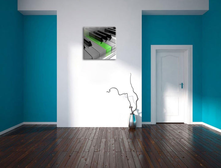 Piano Green Klaviertasten schwarz/weiss, Format: 70x70 auf Leinwand, 70x70