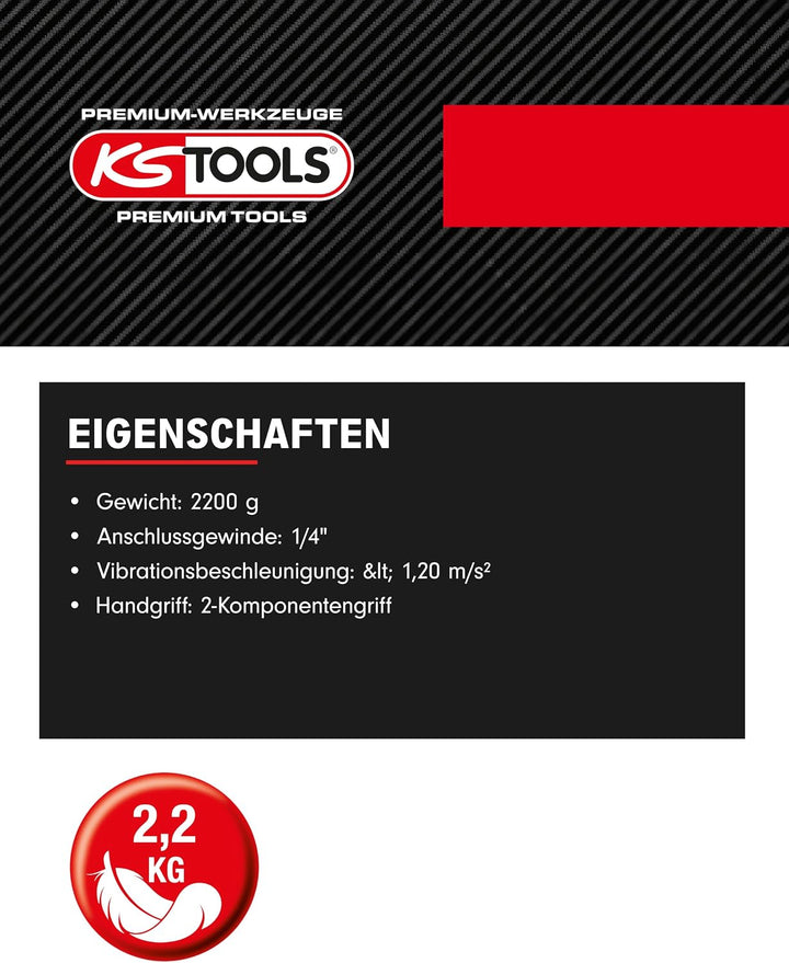 KS Tools 515.3063 1/4 Druckluft-Polierer Rot Schwarz