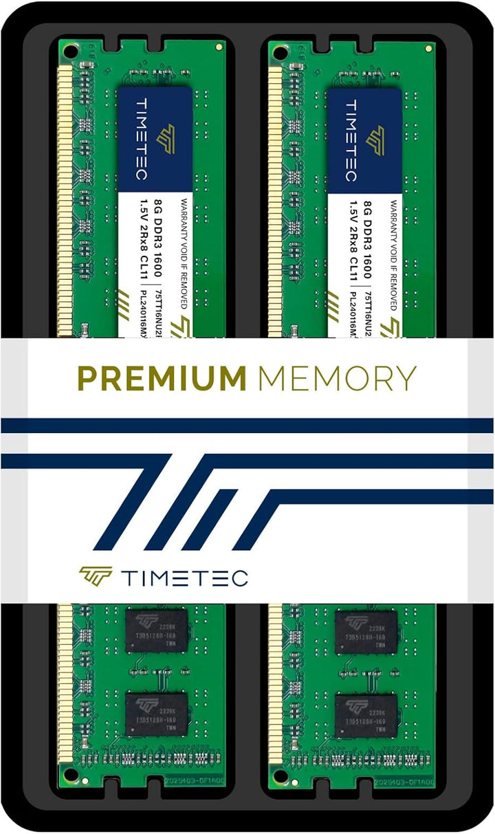 Timetec 16GB KIT (2x8GB) DDR3 1600 MHz (DDR3-1600) PC3-12800 (PC3-12800U) Non-ECC Ungepuffert 1,5V C