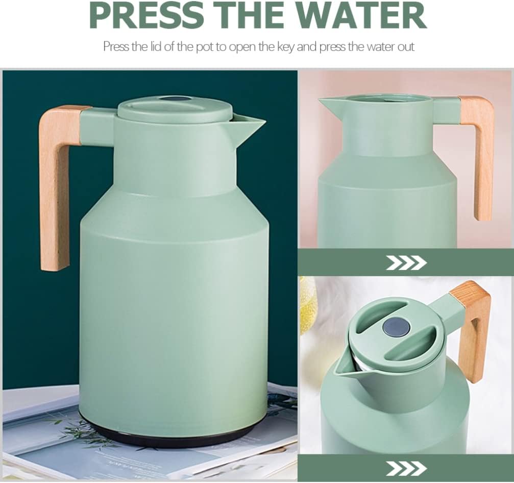 Cabilock Glaseinsatz Mit Holzgriff Thermoskanne Isolierkanne mit Holzgriff Kaffeekanne Wasserkrug Wa