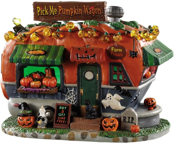 Lemax 95444 - Pick Me Pumpkin Wagon - Kürbis Lastwagen - Spooky Town - Beleuchtet & Batteriebetriebe