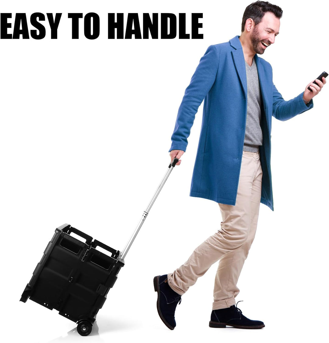 BigDean Einkaufstrolley klappbar belastbar bis 35kg - Transportbox mit Rollen klappbare Einkaufskist