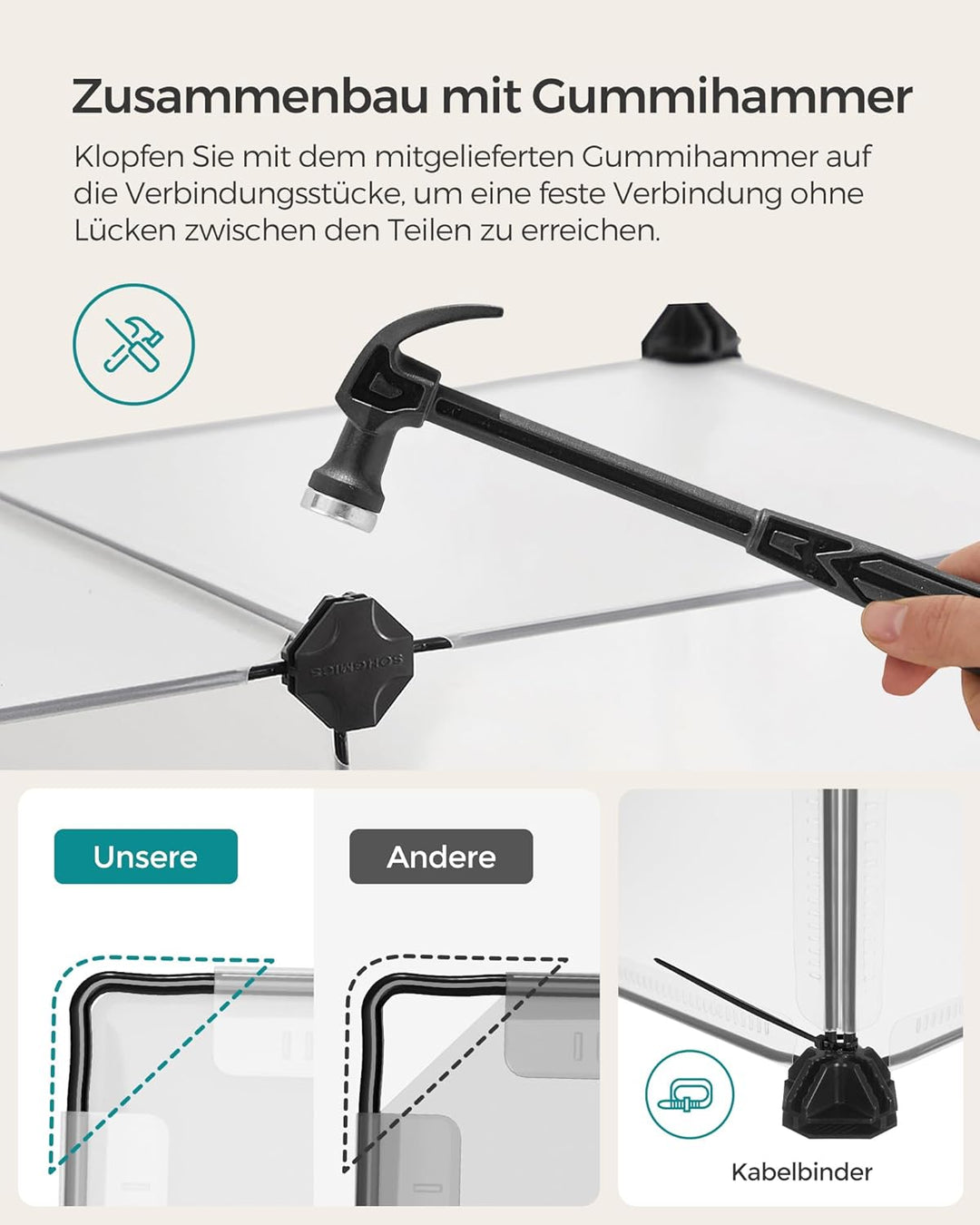 SONGMICS Freigehege mit Bodenplatten, Laufstall, Meerschweinchen Gehege, aus Kunststoff, Gehege für