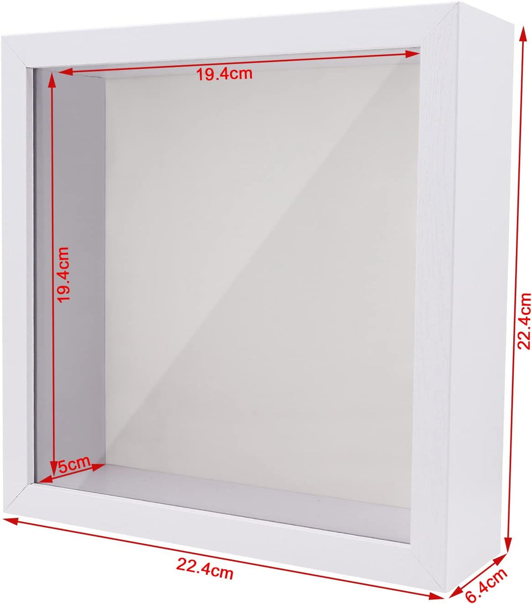 ShawFly 3D Shadow Box(22.3x22.3x6cm) Bilderrahmen aus Holz tiefe Box quadratisch tiefe Vitrine für M
