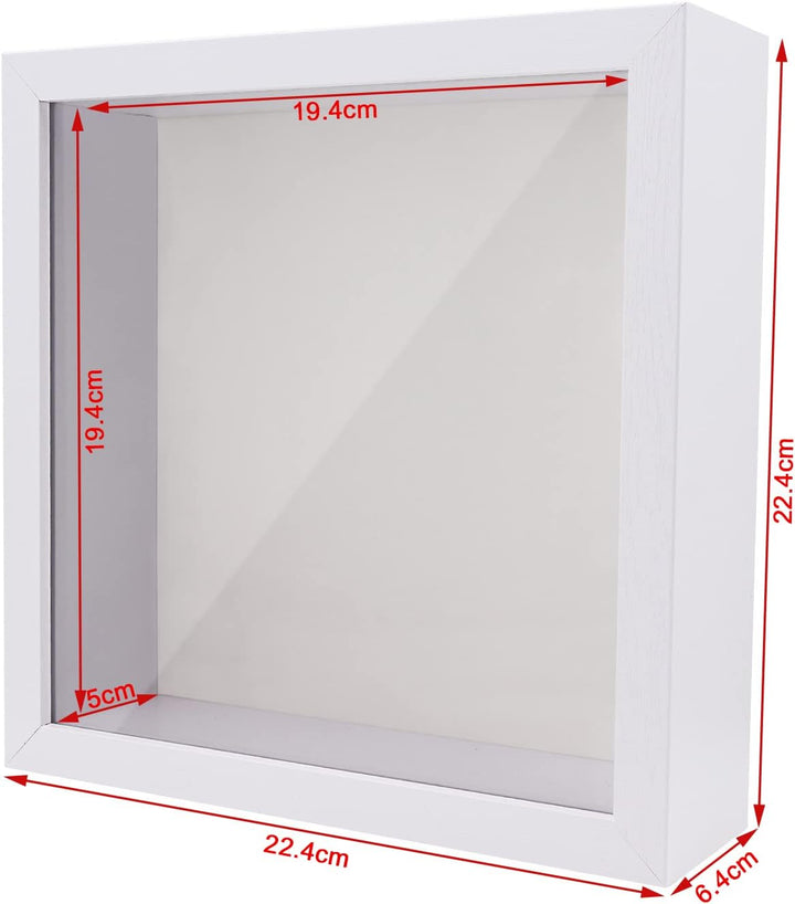 ShawFly 3D Shadow Box(22.3x22.3x6cm) Bilderrahmen aus Holz tiefe Box quadratisch tiefe Vitrine für M