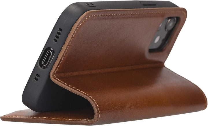 Solo Pelle aufklappbare Lederhülle kompatibel für iPhone 12 Mini in 5.4 Zoll inkl. 1 Kartenfach für