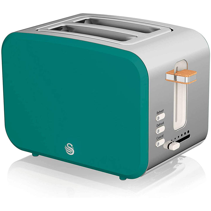 Swan Nordic Breitschlitz-Toaster für 2 Scheiben, 3 Funktionen, 6 Bräunungsstufen, modernes Design, E