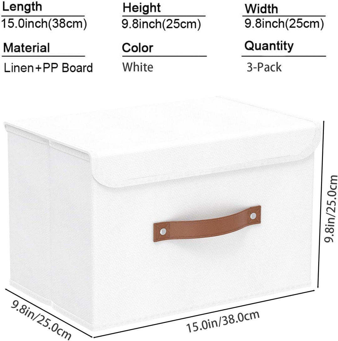 Yawinhe 3 Stück Aufbewahrungsbox aus Stoff, Faltbare Stoffboxen, Waschbare, für Schlafzimmer, Kleide
