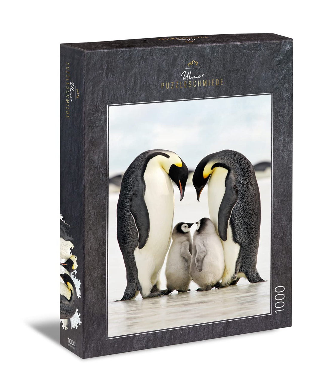 Ulmer Puzzleschmiede - Puzzle „Familienglück“ - Klassisches 1000 Teile Puzzle - Pinguine als origine