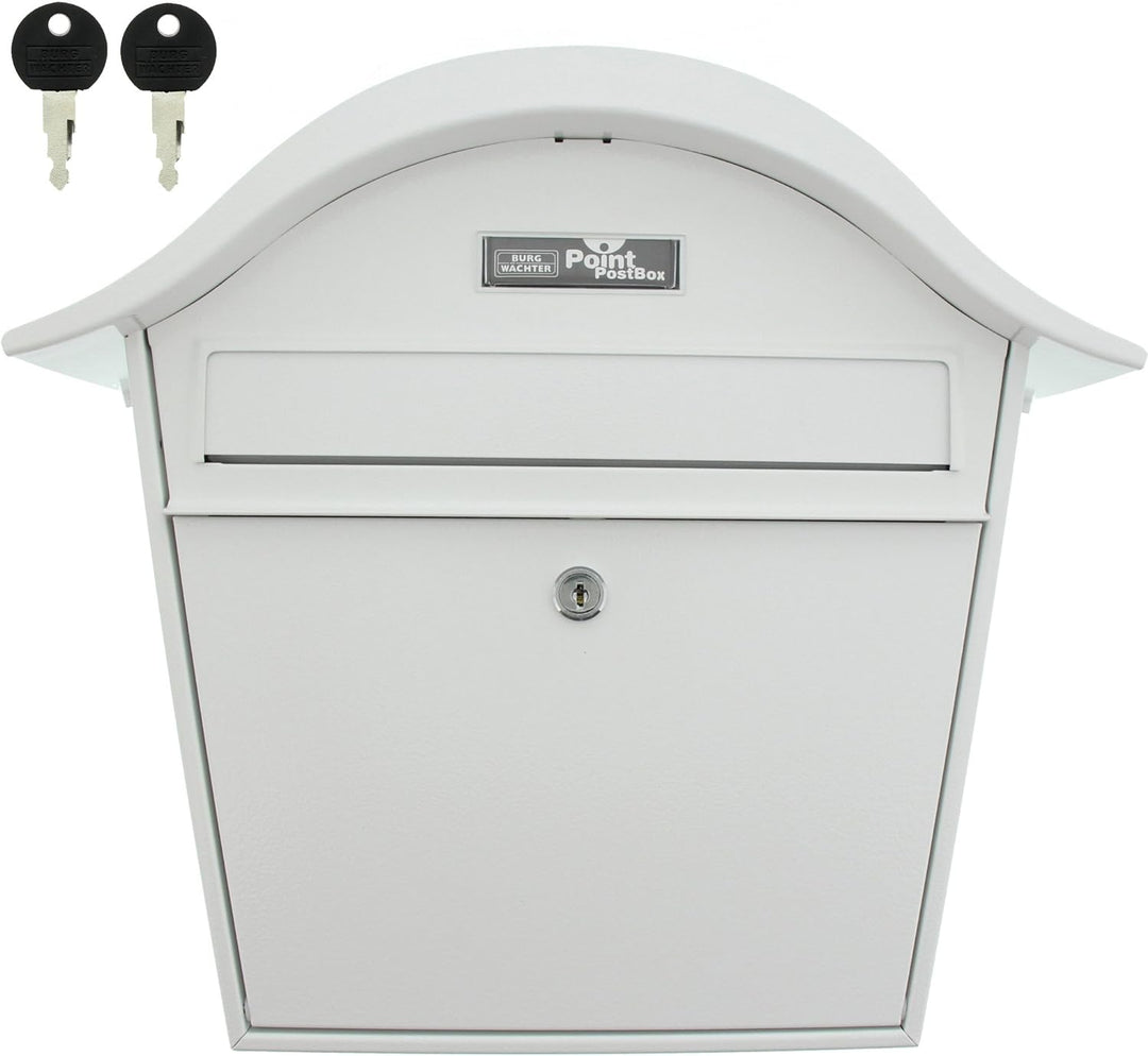 Burg Wächter Briefkasten, A5 Einwurf-Format, Verzinkt, Stahlblech, Holiday 5842 W, Weiss, Stahl Weis