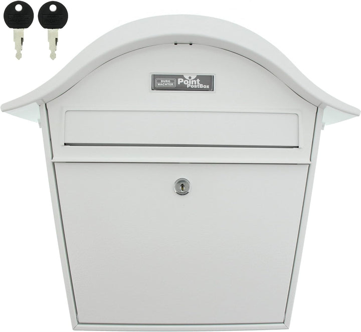 Burg Wächter Briefkasten, A5 Einwurf-Format, Verzinkt, Stahlblech, Holiday 5842 W, Weiss, Stahl Weis